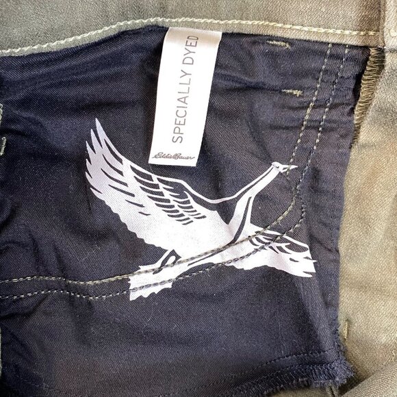 Eddie Bauer Wide Leg Crop Jeans Womens Sz 12 Army Green Slightly Curvy High Rise - Picture 12 of 13